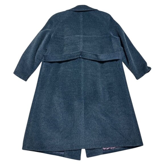 STUNNING VINTAGE Teal Penningtons Retro MOHAIR WOOL Trench Pea Coat Large - Picture 7 of 7